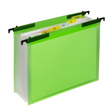 C-LINE PRODUCTS 7Pocket Expanding File with Hanging Tabs, Bright Green, 12PK 58203-DS